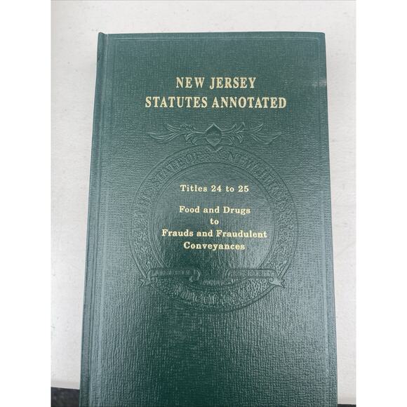 New Jersey Statutes Annotated Titles 24–25 Food and Drugs Law Book Green - Picture 1 of 3